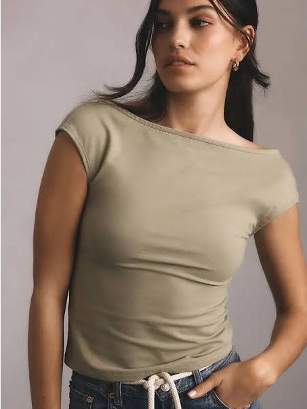 Reformation Olive Sage Green Darra Top - Boatneck Open Back Women’s XS